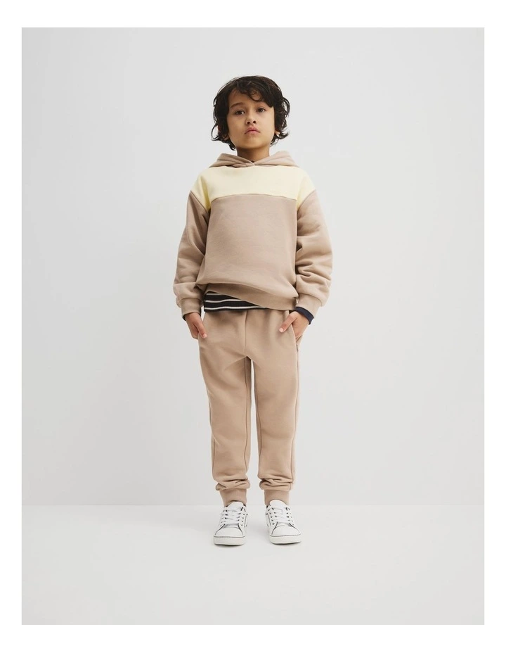 Organically Grown Cotton Spliced Hooded Sweat in Mushroom image 2