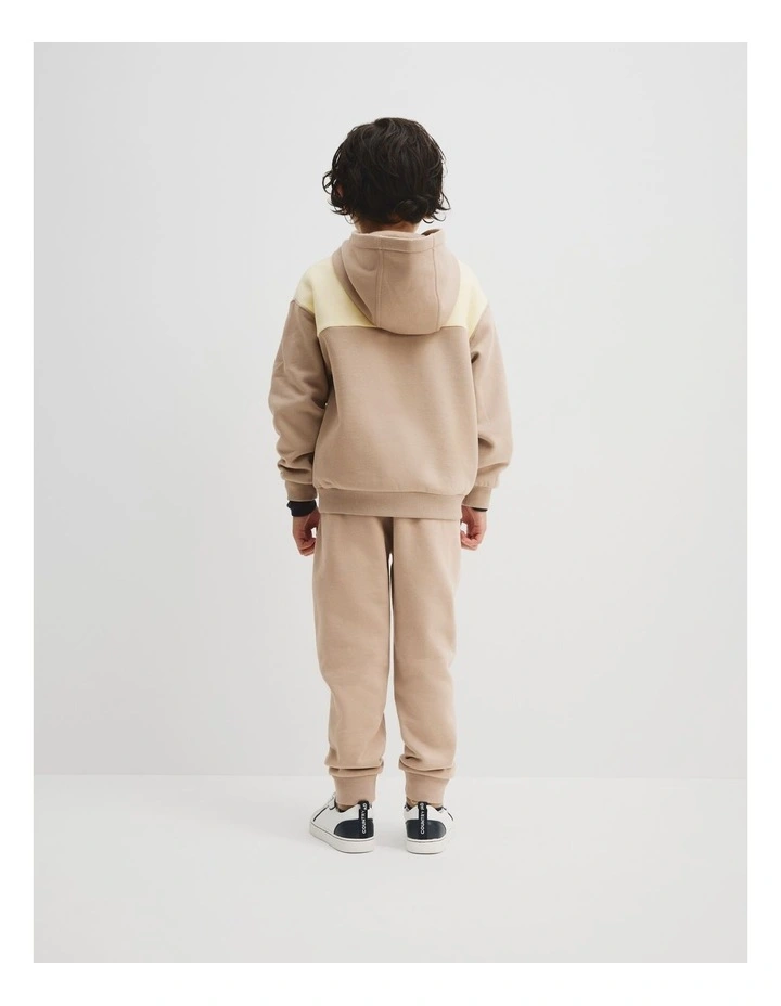 Organically Grown Cotton Spliced Hooded Sweat in Mushroom image 3