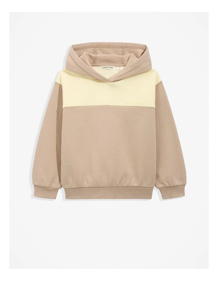 Organically Grown Cotton Spliced Hooded Sweat in Mushroom image 4