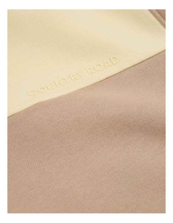 Organically Grown Cotton Spliced Hooded Sweat in Mushroom image 5
