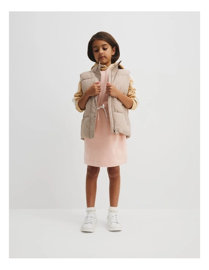 Organically Grown Cotton Spliced Sweat Dress in Antique Pink image 2