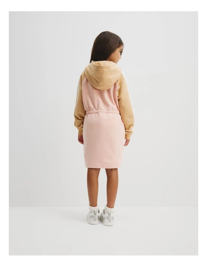 Organically Grown Cotton Spliced Sweat Dress in Antique Pink image 3