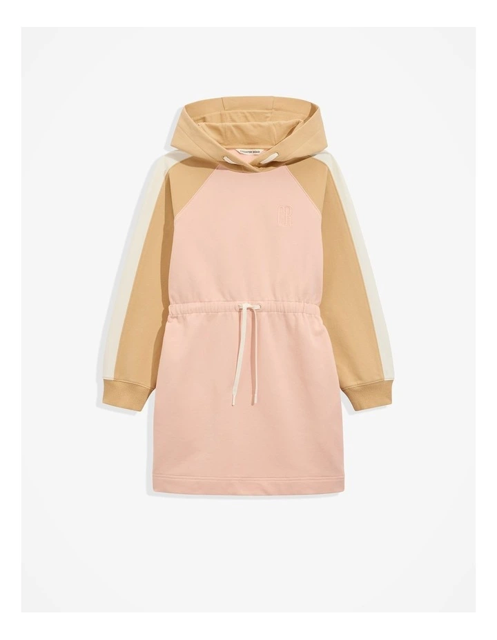 Organically Grown Cotton Spliced Sweat Dress in Antique Pink image 4