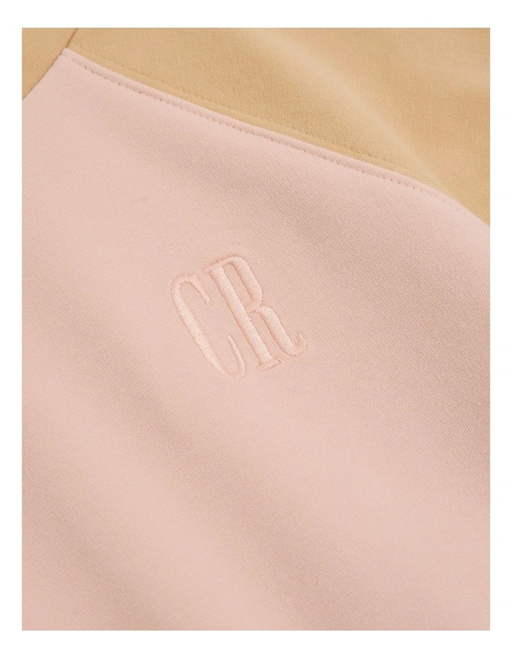 Organically Grown Cotton Spliced Sweat Dress in Antique Pink image 5