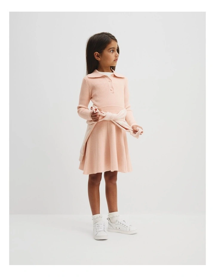 Collared Knit Dress in Antique Pink image 1