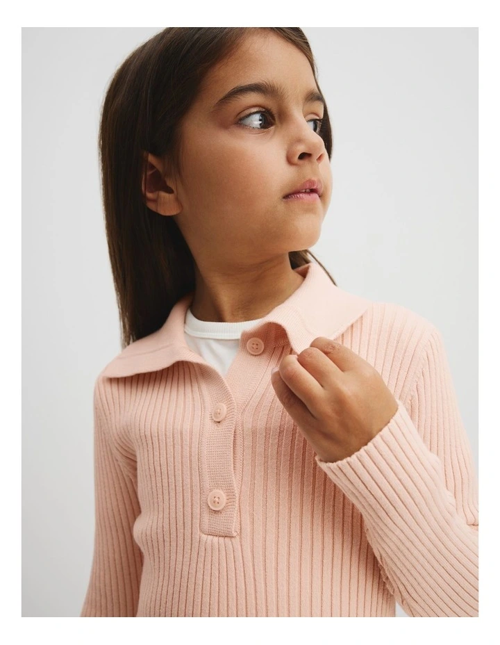 Collared Knit Dress in Antique Pink image 2