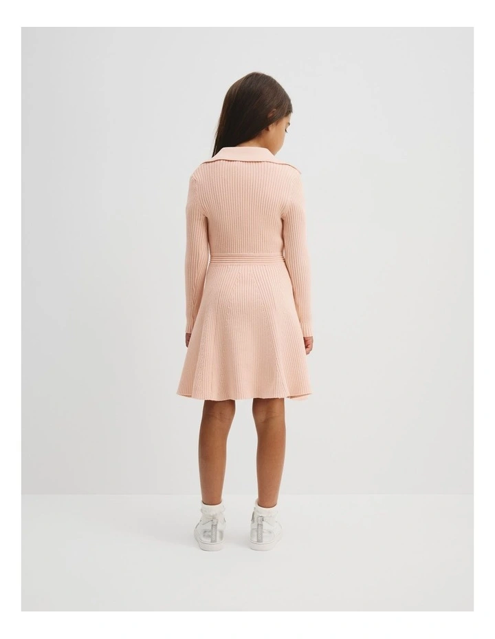 Collared Knit Dress in Antique Pink image 3