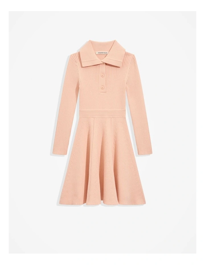 Collared Knit Dress in Antique Pink image 4