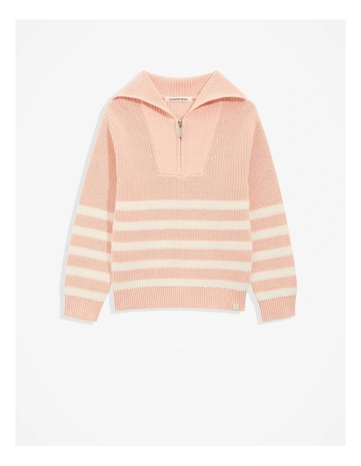 Cotton Zip Knit in Antique Pink image 1
