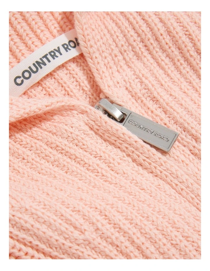 Cotton Zip Knit in Antique Pink image 2