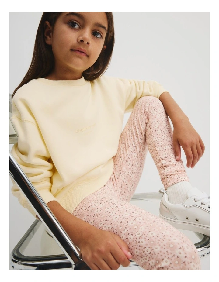 Leggings Fille Sweet Honey Taille 8 - Imprimé Floral (blanc, Rose, Bleu) - Coton Mélangé - Neuf Avec étiquettes