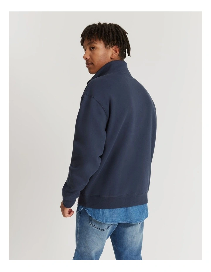 Teen Cotton Blend Modern Logo Half Zip Sweat in Navy image 4