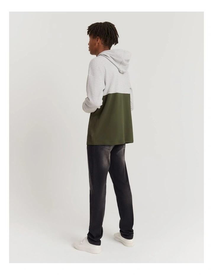 Teen Cotton Blend Logo Hooded T-Shirt in Khaki Green image 4