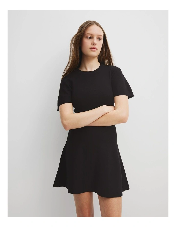 Teen Drop Waist Knit Dress in Black image 2