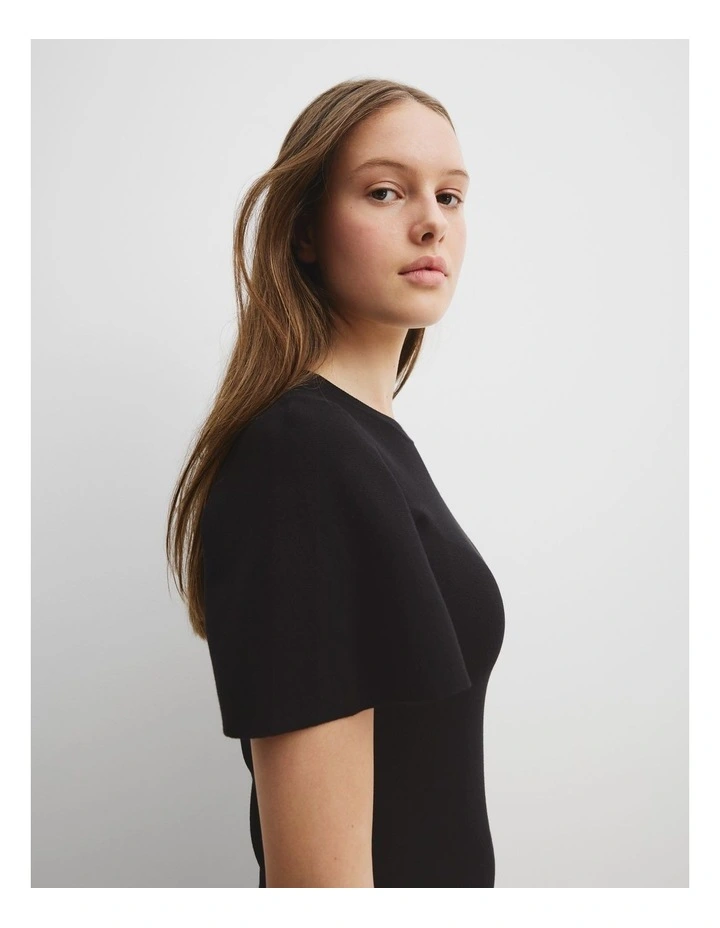 Teen Drop Waist Knit Dress in Black image 3