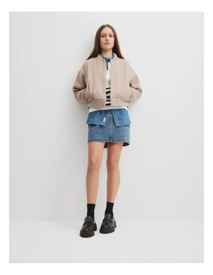Teen Bomber Jacket in Oatmeal Marle image 1