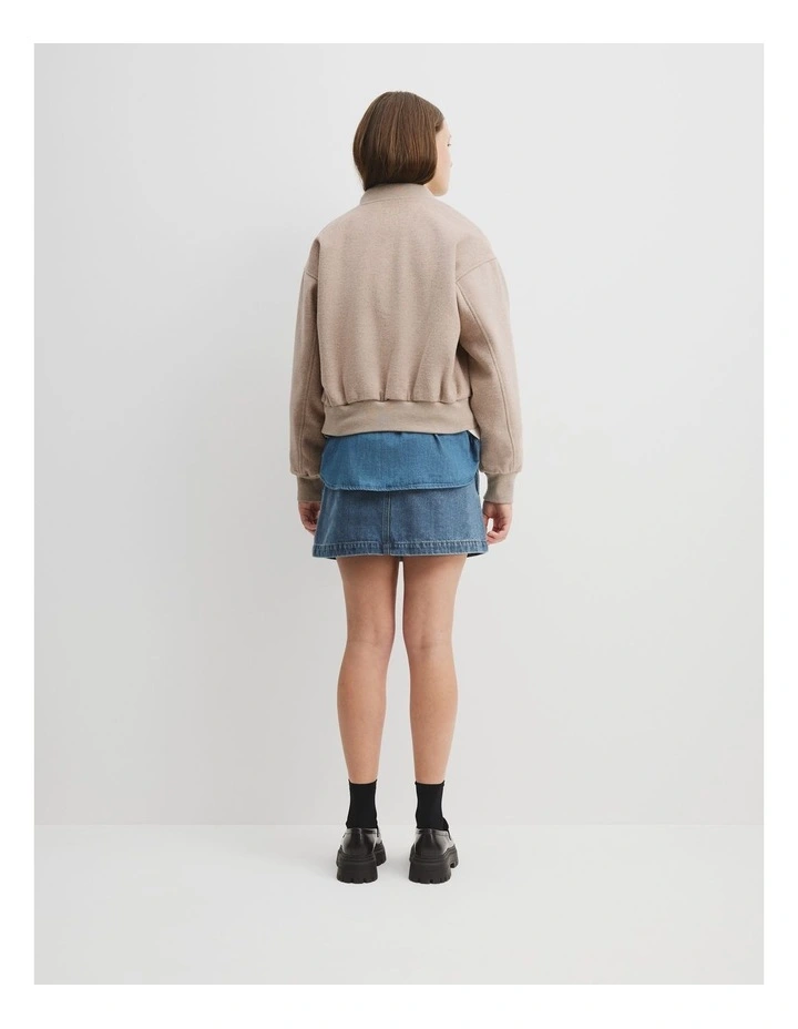 Teen Bomber Jacket in Oatmeal Marle image 4