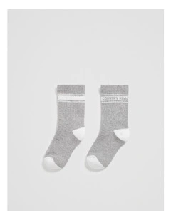 Organically Grown Cotton Blend Sport Crew Sock in Grey Marle