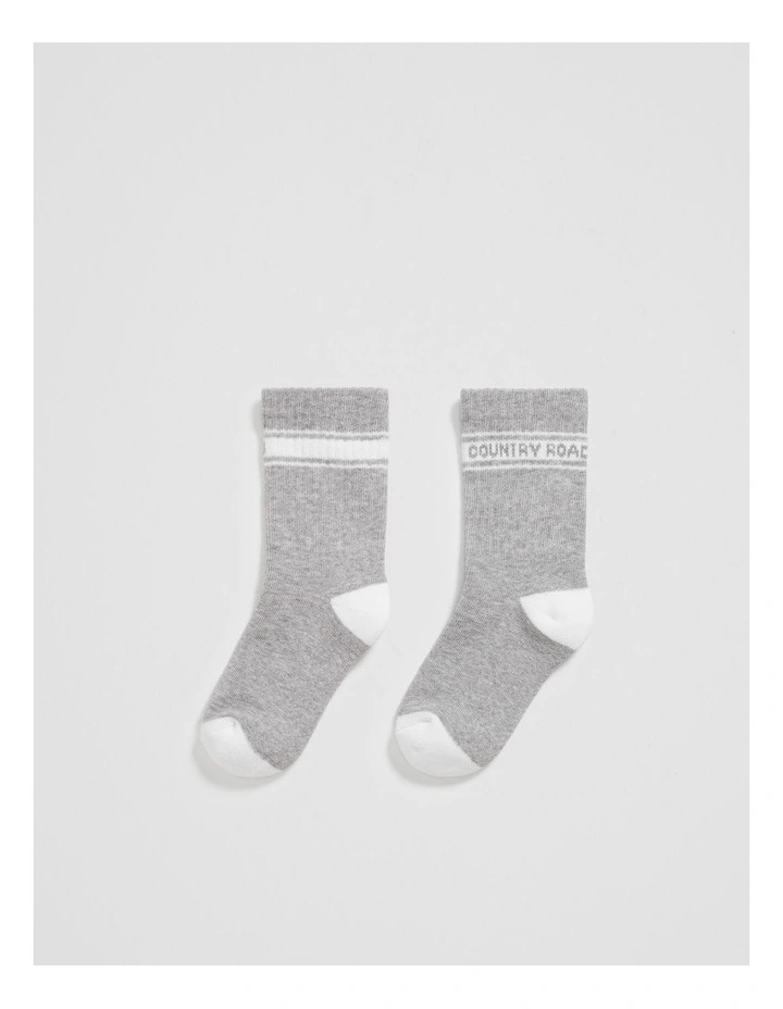Organically Grown Cotton Blend Sport Crew Sock in Grey Marle image 1