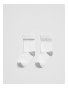 Organically Grown Cotton Blend Sport Crew Sock in White