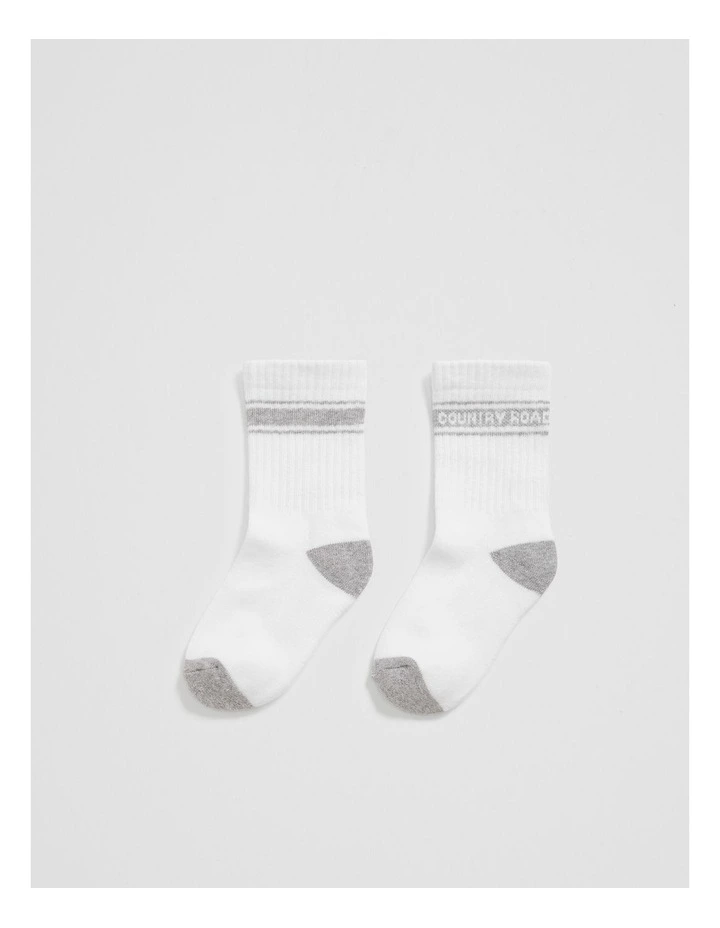 Organically Grown Cotton Blend Sport Crew Sock in White image 1