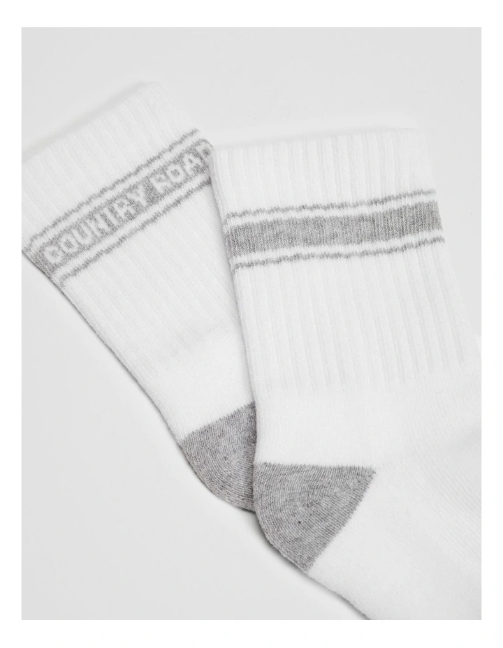 Organically Grown Cotton Blend Sport Crew Sock in White image 2