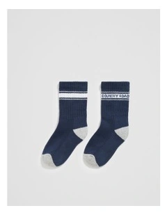 Organically Grown Cotton Blend Sport Crew Sock in Navy