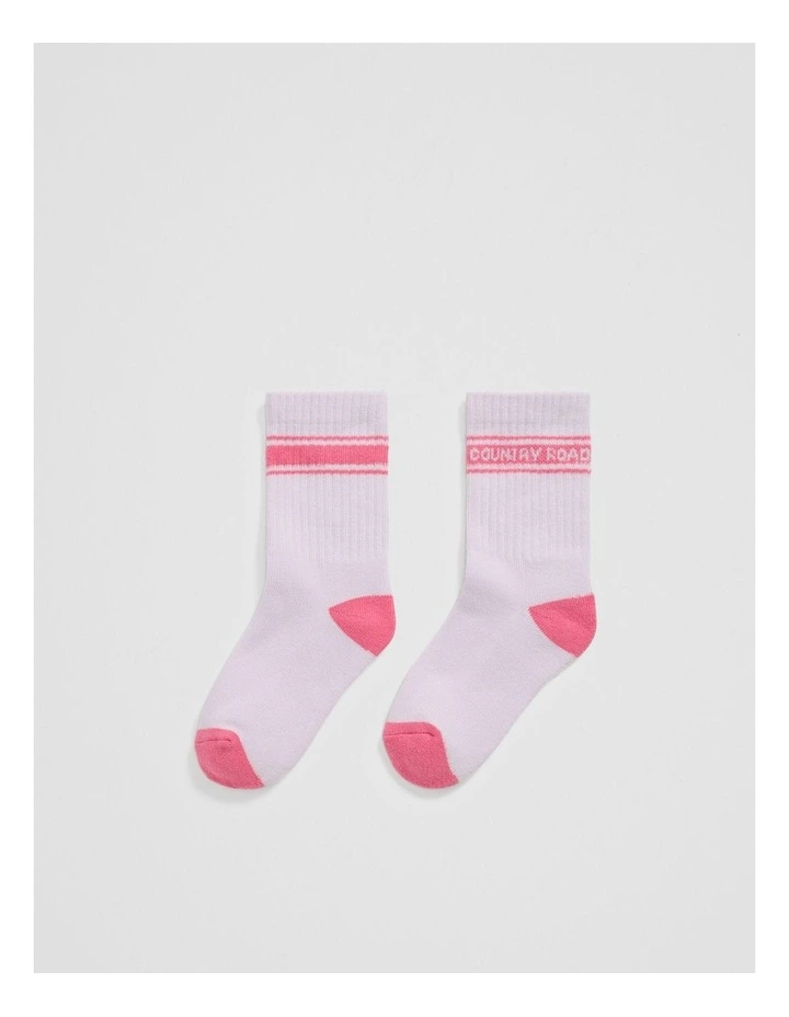 Organically Grown Cotton Blend Sport Crew Sock in Lilac image 1
