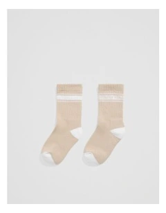 Organically Grown Cotton Blend Sport Crew Sock in Shell