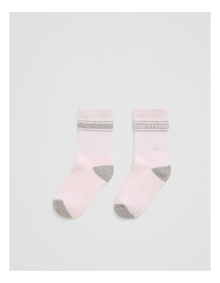 Organically Grown Cotton Blend Sport Crew Sock in Mineral Pink image 1