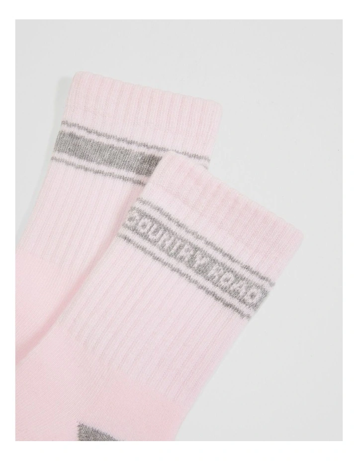 Organically Grown Cotton Blend Sport Crew Sock in Mineral Pink image 2