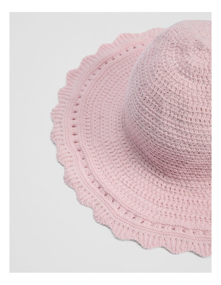 Organically Grown Cotton Knit Bucket Hat in Mineral Pink image 2
