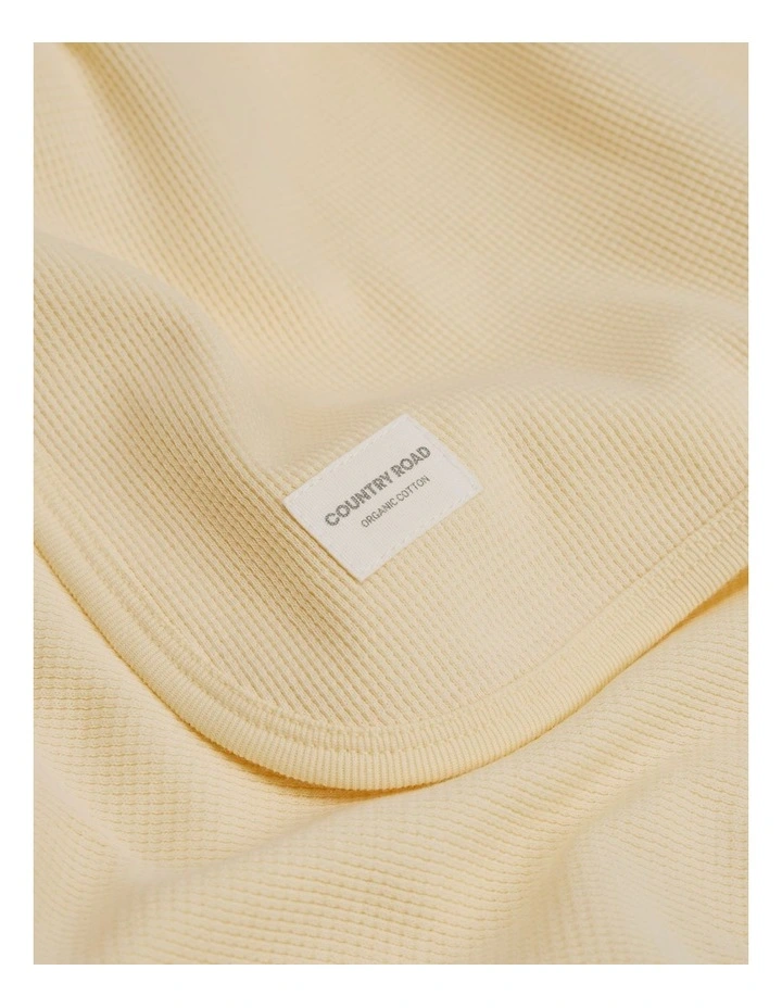 Organically Grown Cotton Waffle Blanket in Butter image 1