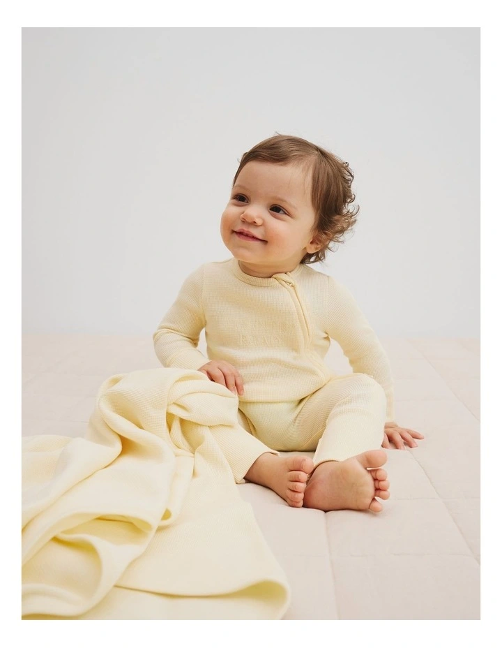 Organically Grown Cotton Waffle Blanket in Butter image 2