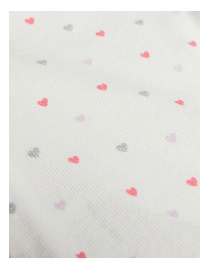 Organically Grown Cotton Frill Rib Long Sleeve Bodysuit in Multi Heart image 2