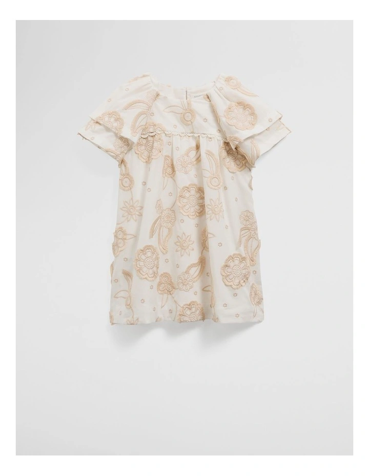 Organically Grown Cotton Floral Embroidered Dress in Marshmallow image 4