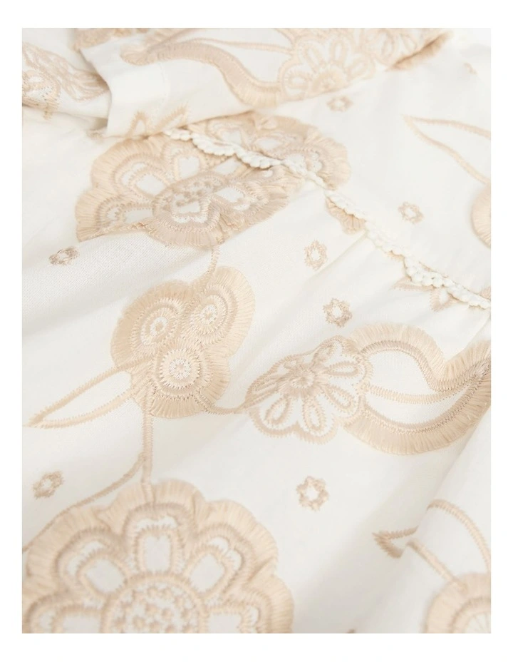 Organically Grown Cotton Floral Embroidered Dress in Marshmallow image 5
