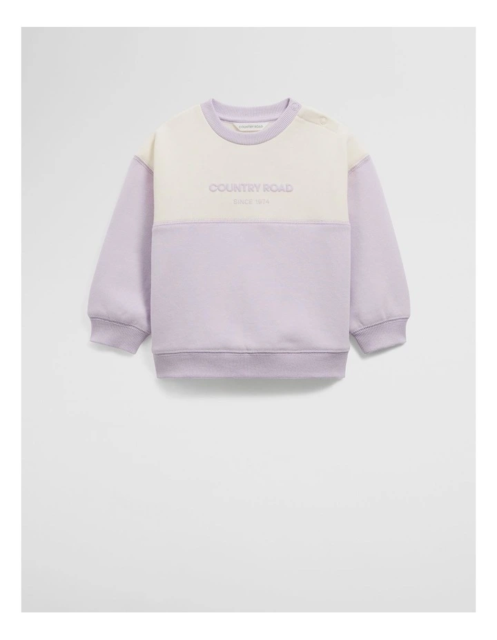 Australian Cotton Spliced Logo Sweat in Lilac image 1