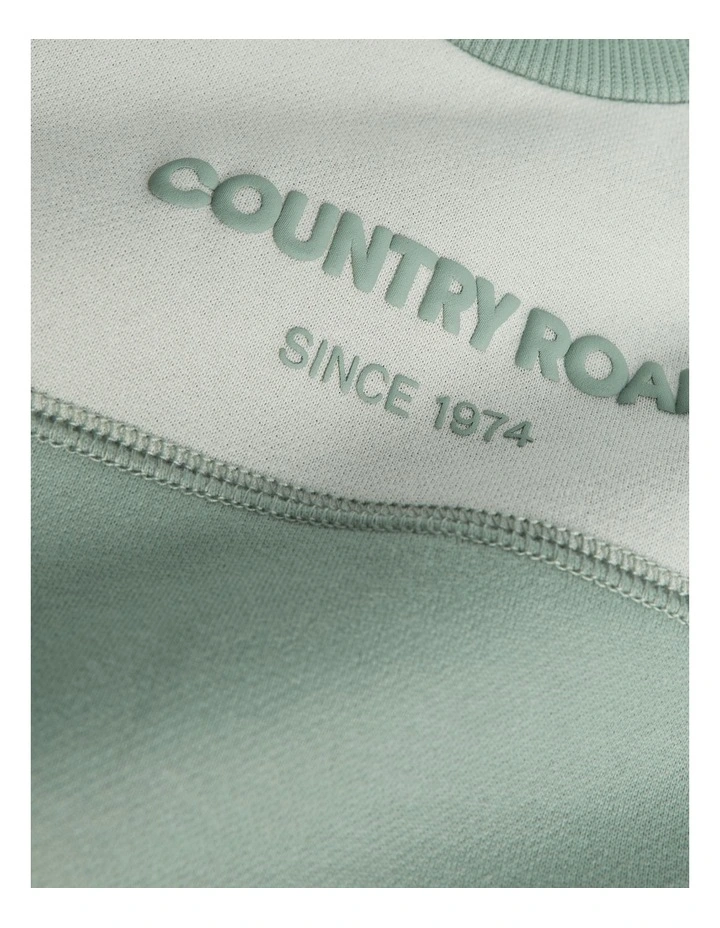 Australian Cotton Spliced Logo Sweat in Fern image 2