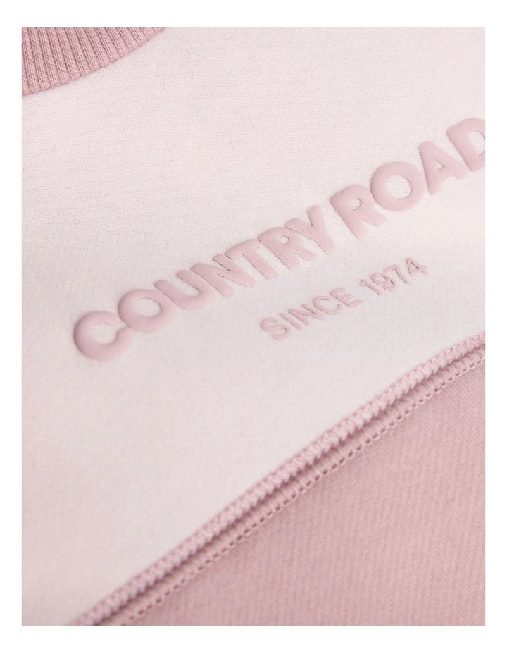 Australian Cotton Spliced Logo Sweat in Soft Mauve image 2