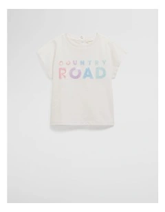 Organically Grown Cotton Sequin Logo T-shirt in Multi Marsh
