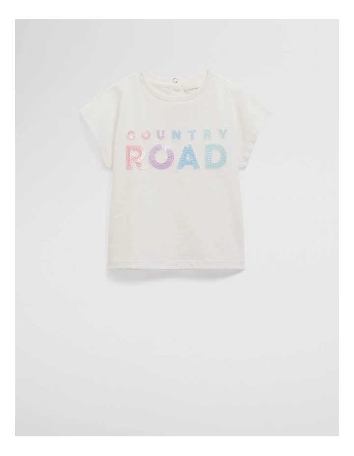 Organically Grown Cotton Sequin Logo T-shirt in Multi Marsh image 1
