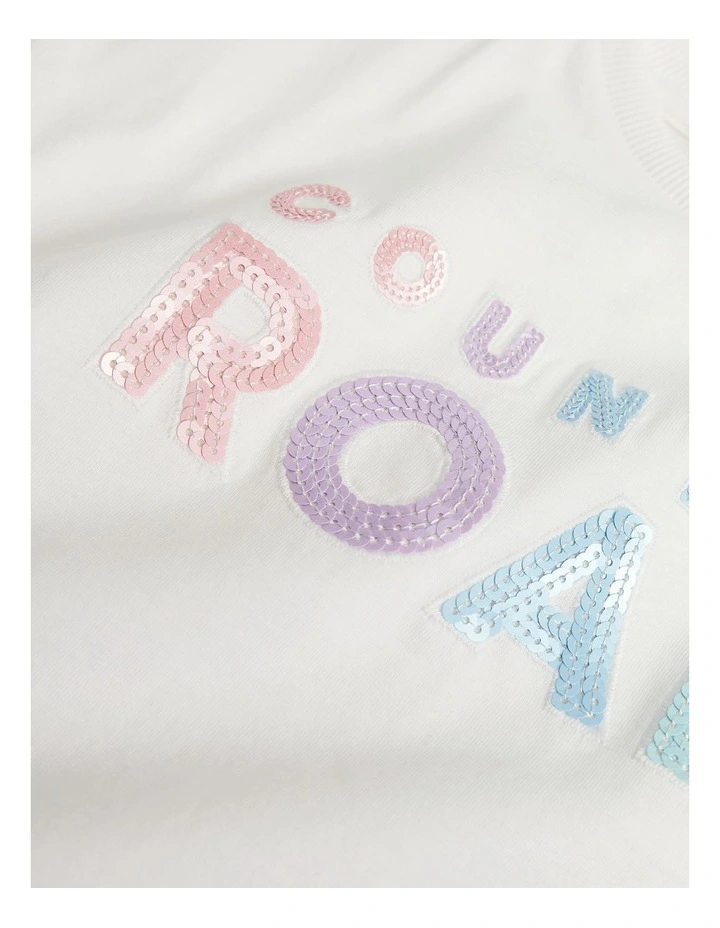Organically Grown Cotton Sequin Logo T-shirt in Multi Marsh image 2
