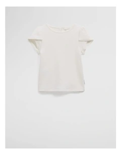 Organically Grown Cotton Tulip Sleeve T-shirt in Marshmallow