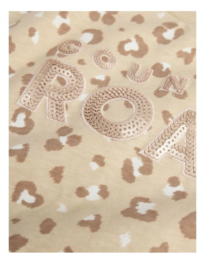 Organically Grown Cotton Sequin Logo T-Shirt in Animal Print image 2