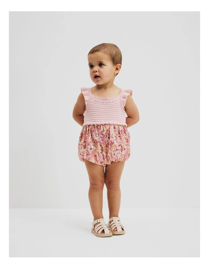 Organically Grown Cotton Garden Frill Romper in Multi Floral image 1