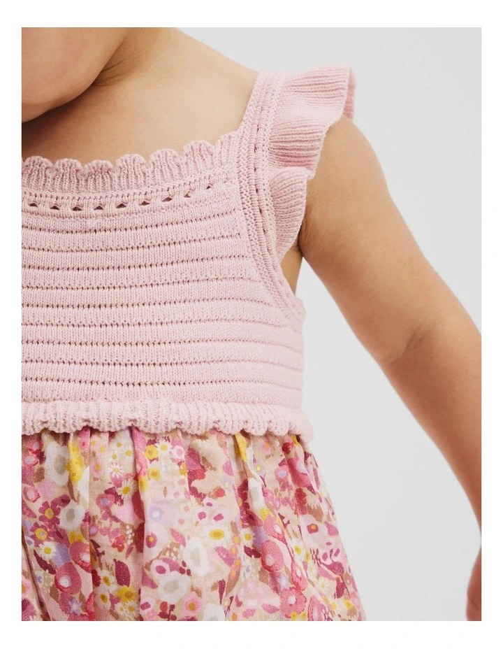 Organically Grown Cotton Garden Frill Romper in Multi Floral image 2