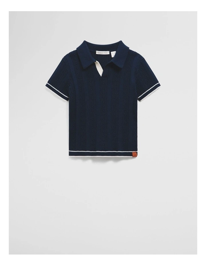 Organically Grown Cotton Knit Polo in Navy image 4