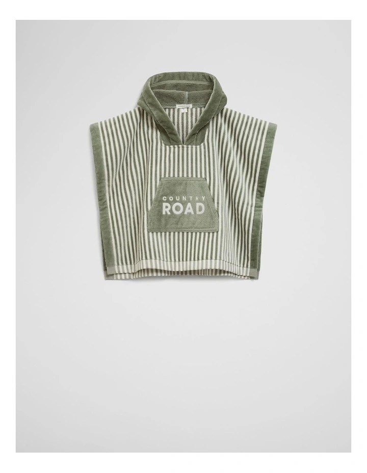 Verified Australian Cotton Logo Stripe Poncho in Fern image 1