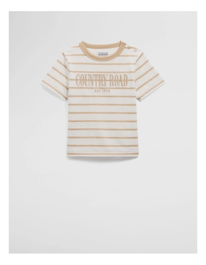 Australian Cotton Heritage T-Shirt in Wheat Stripe image 1